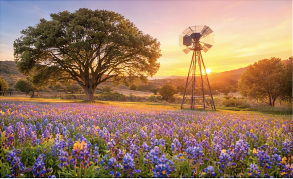 Texas hill country landscape at sunset representing assisted living costs in Texas