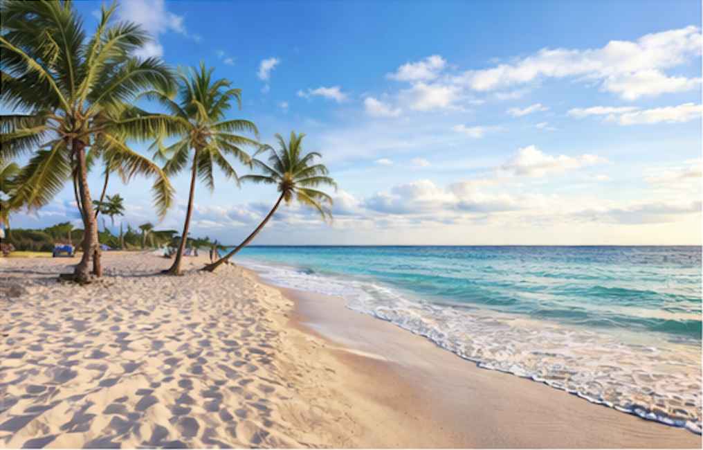 Florida beach with palm trees representing assisted living costs in Florida